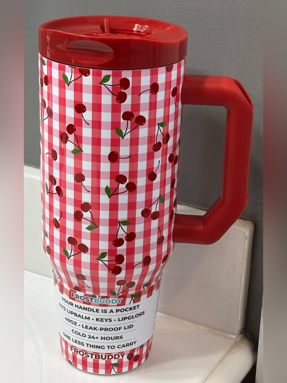 Frost Buddy Thicc Buddy 40 oz  Cherry Gingham
